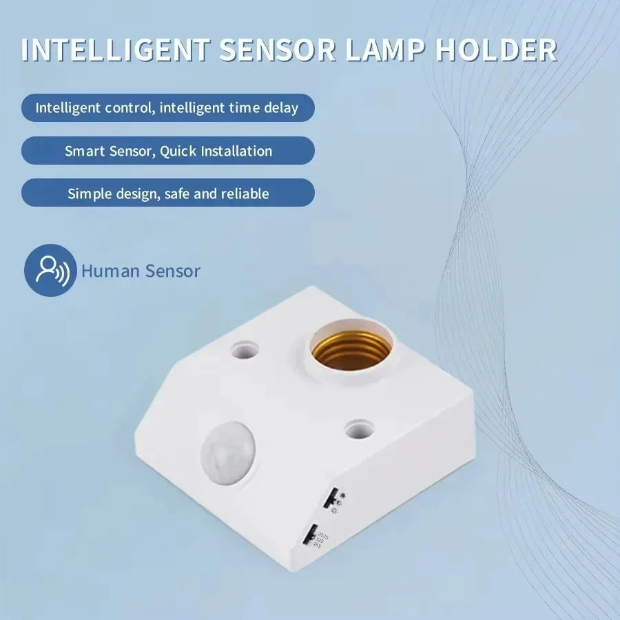 AC 85-265V Human Sensor Lamp Holder Delay Adjustment E27 PIR Motion Detector Adjustable Lamp Base For Hallway Corridor Bedroom Oasis Select