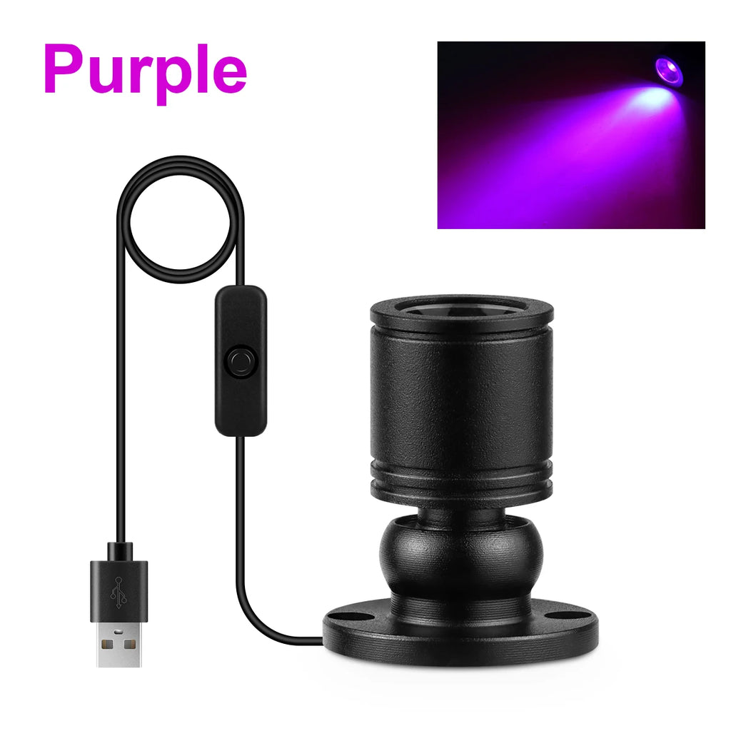 1W Led USB Spotlight With Swtich On/Off,5V USB Charging Port,Atmosphere Decor Lighting for Collectibles Anime Character Models Oasis Select Black Shell Purple