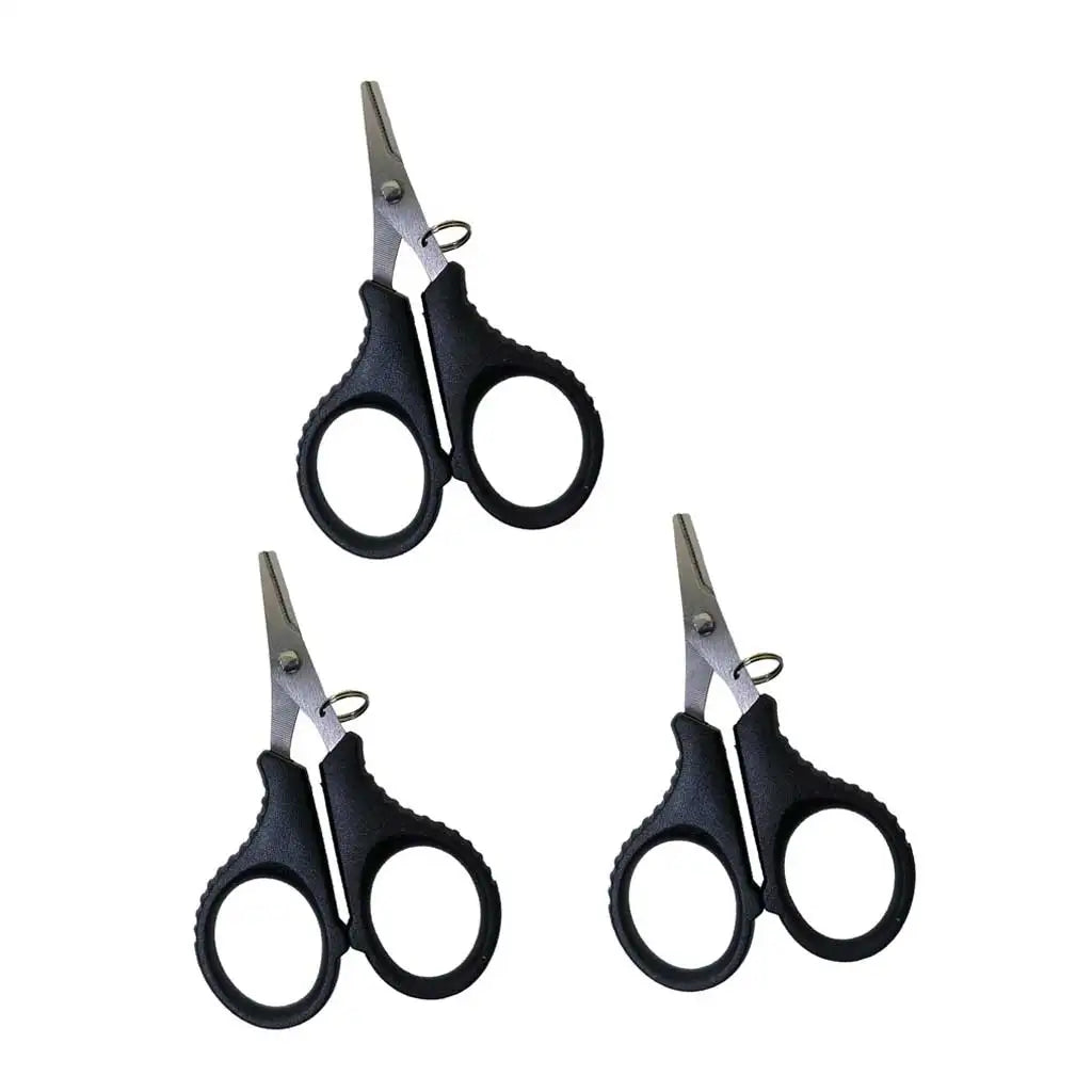 3-Pack Professional Stainless Steel Fishing Scissors Heavy Duty Line Cutter For Braided PE & Braided Line Oasis Select black pcs3