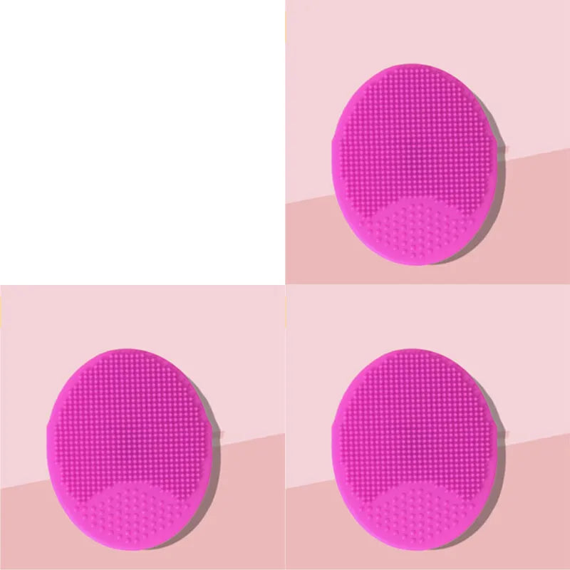 1/2/3/4pcs Silicone Face Wash Brush Clean Pores Baby Shampoo Brush Baby Bath Brush Soft Hair Round Shampoo Comb Home Use Oasis Select 3pcs rose red