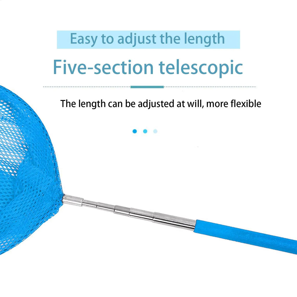 Kids Fishing Net Stainless Steel Telescopic Anti Slip Small Catcher Frog Catching Net for Beach Aquarium Pool Outdoor Games Oasis Select