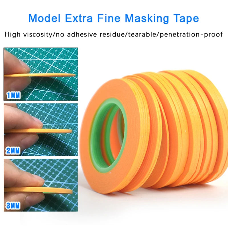 18Meters Wide 1mm/2mm/3mm Model Spraying Coating Color Ultra Tape Fine DIY Special Masking Model Covering Tape Oasis Select