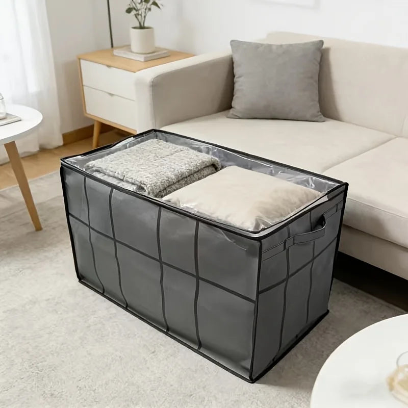 1pc Large Capacity Storage Bag with Zipper - Heavy-Duty Gray Moving Box Suitable for Clothes, Bedding,Luggage & Travel Organizer Oasis Select