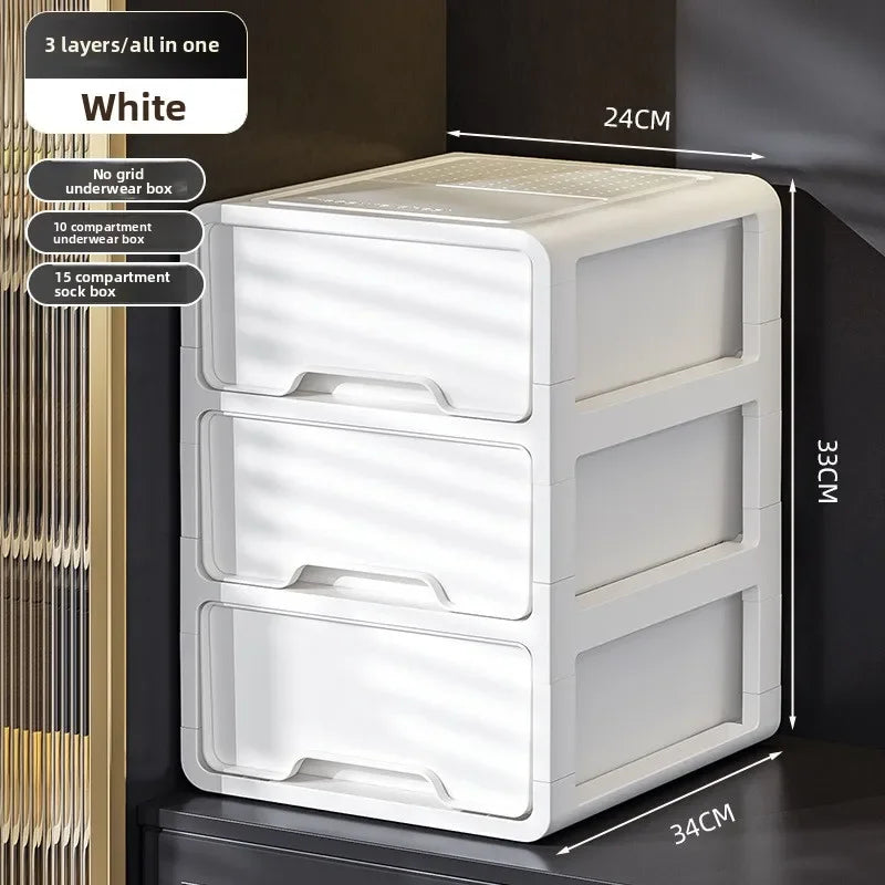 Underwear Storage Box Drawer Grid Socks Storage ******derwear Multifunctional Layered Storage Dust-proof Organizing Box Oasis Select 3 layers white