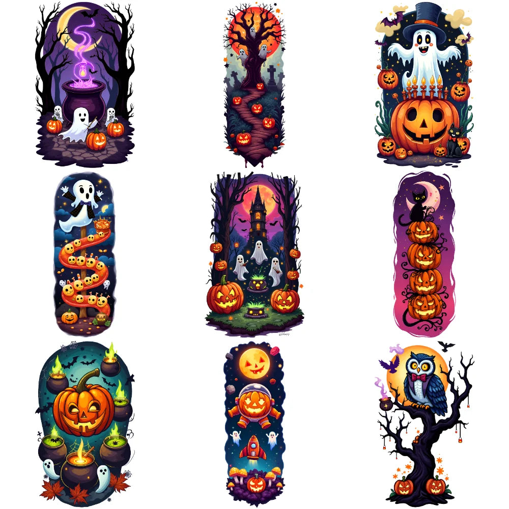 9-Piece Waterproof Temporary Tattoo Stickers – Ghost & Witch