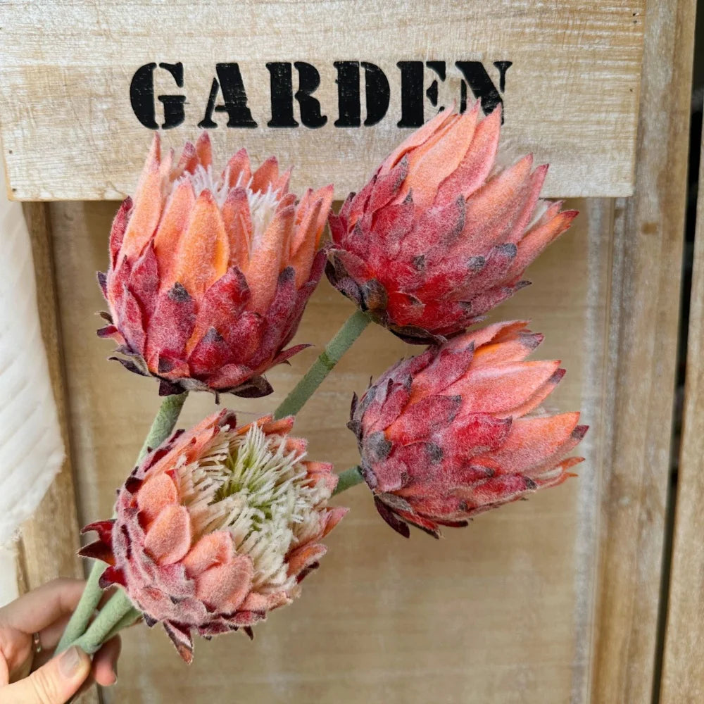 1PC,Europe Style Beautiful Artificial Flowers Fake King Protea Home Table Top Display Flowers Decorative Silk Flower Oasis Select