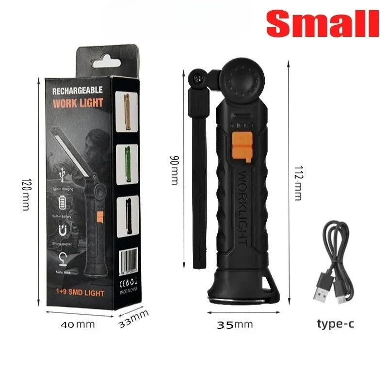 800LM COB LED Work Light – USB Rechargeable Magnetic Lamp