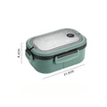 Single Double Layer Lunch Box Portable Compartment Food Container Microwave Safe with Fork Spoon Picnic Fresh Meal Box Oasis Select green