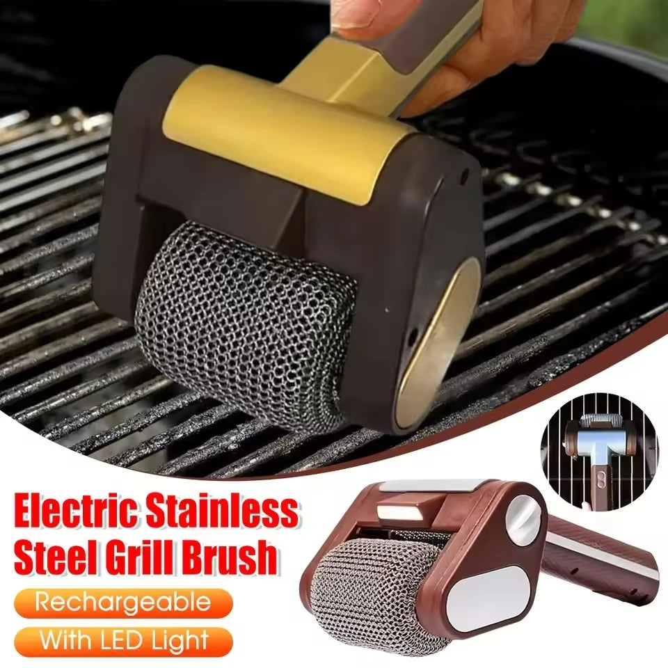 Electric Roller Grill Brush with Replaceable Brush Head Stainless Steel Grill Cleaner Rechargeable Barbecue Cleaner Tools Oasis Select