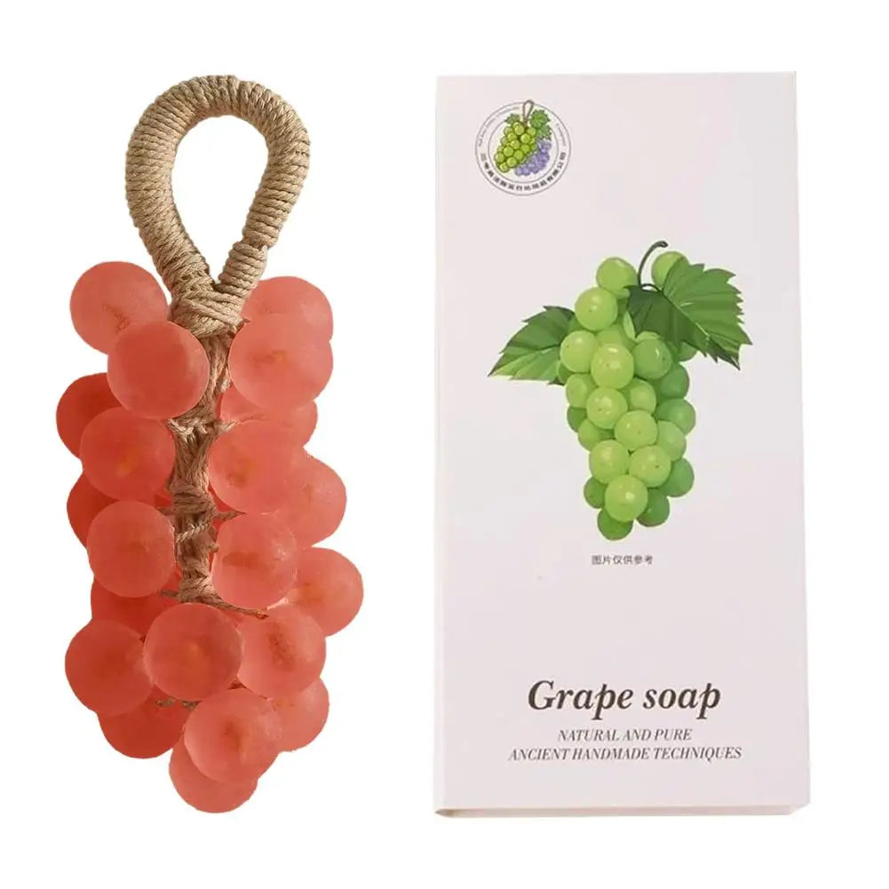 Grape Soap on a Rope with Box Christmas Gift, Handmade Grape Cluster Shape Soap Bar, Aromatic Bath Hand Wash Gift Home Decor Oasis Select red