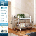 Stainless steel dish storage rack Drain rack Multi-layer kitchen rack Thickened square tube Multifunctional bowl and chopstick Oasis Select Second floor