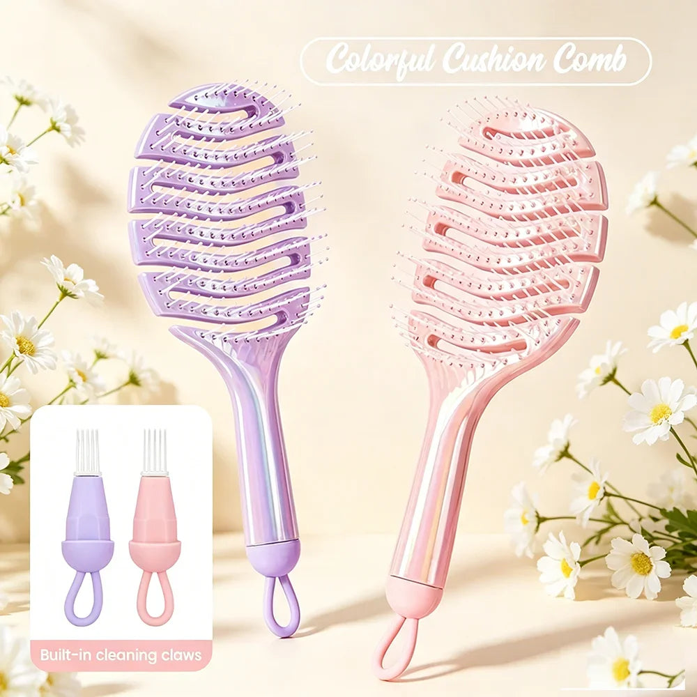 Iridescent Crescent Moon Detangling Hairbrush & Scalp Massager Detangling Hairbrush Oasis Select