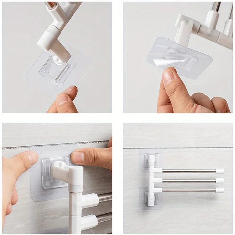 1Pc Silver Aluminum Swing Arms Towel Rack Save Space 5-Bar Towel Hanger Wall Mounted Bracket Hanging Holder Bathroom Tool Oasis Select