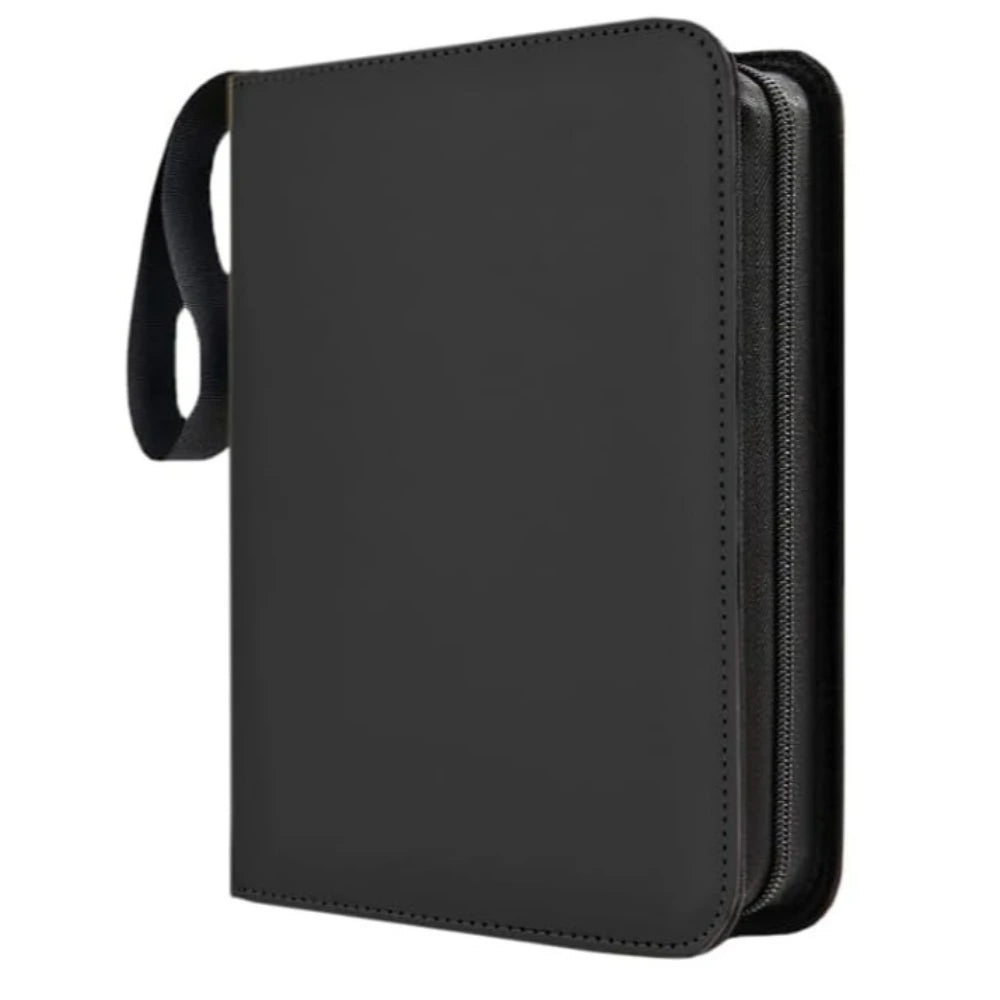 50 Sheets Trading Card Binder with Zipper – Compact PU Leather Album, Secure Top-Loading Pages for Trading, Sports & TCG Cards Oasis Select Black-50Sheets