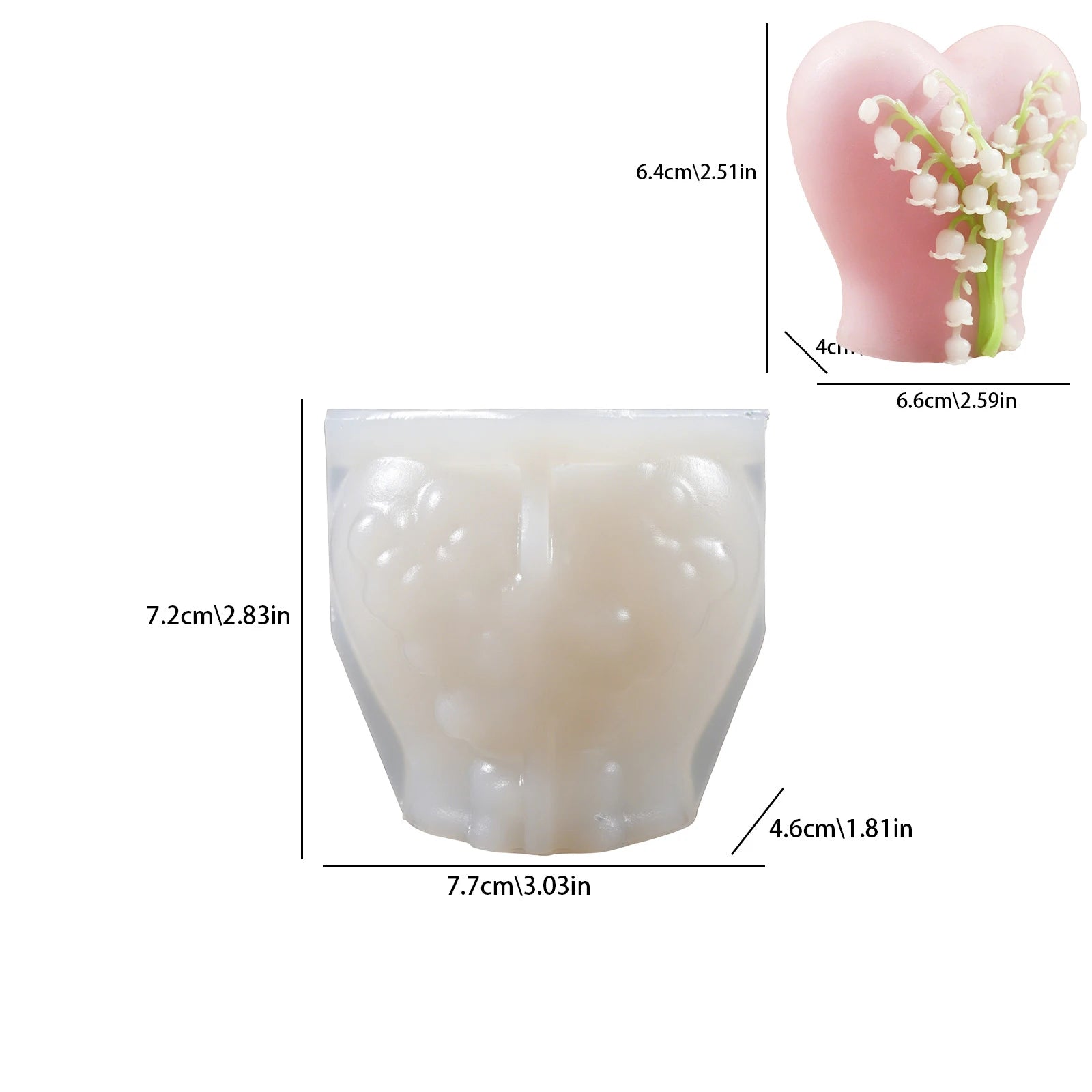 Orchid Heart Silicone Mold – DIY Candle, Resin & Plaster