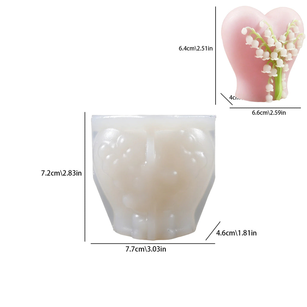 Love Ling Orchid Decoration Silicone Mold Diy Aromatherapy Heart-shaped Candle Decoration Plaster Mold Oasis Select White