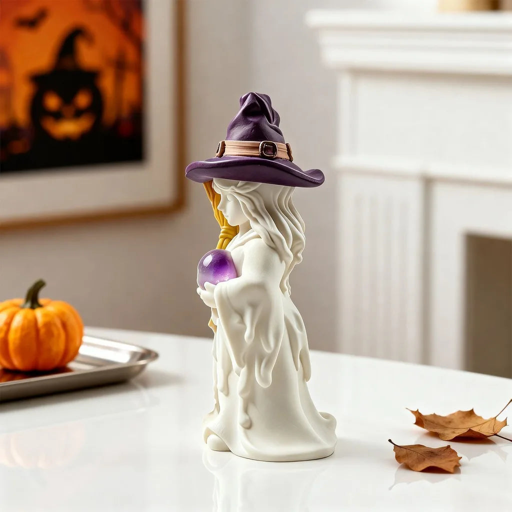 3D Halloween Witch Silicone Mold Witch Holding Crystal Ball Mold for Candle Plaster Resin Craft Home Decor Oasis Select