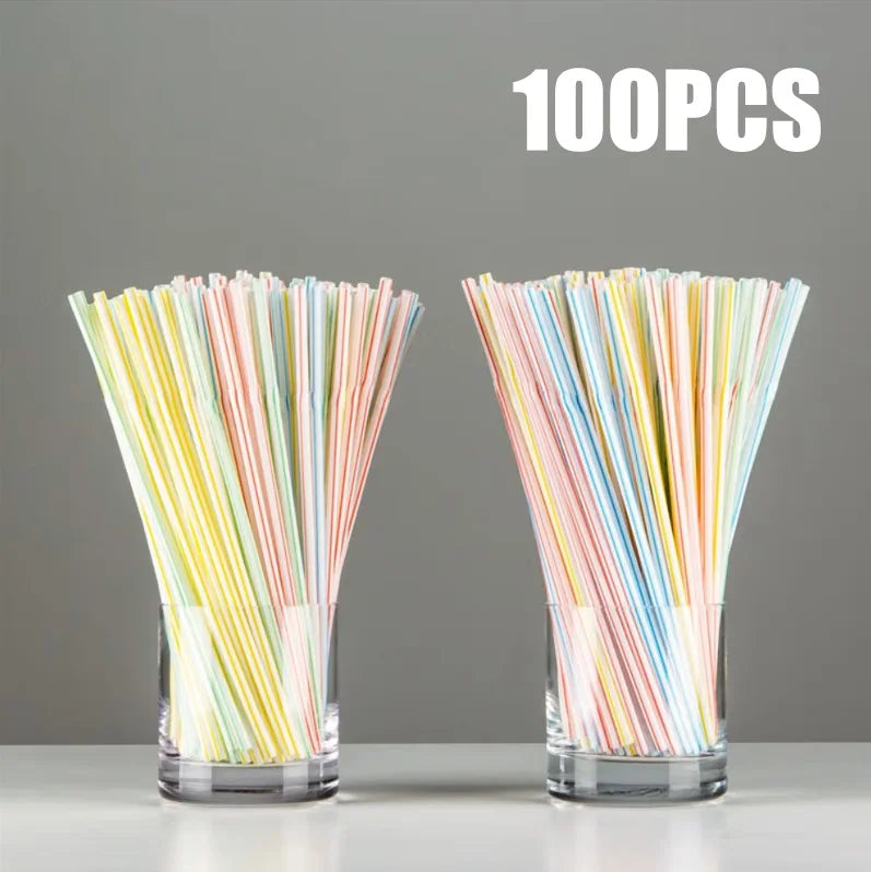 50-1000Pcs Drinking Straws Colorful & Black rietjes Flexible Wedding Party Supplies Drinking Straws Kitchen Wholesale Oasis Select Stripe-100PCS