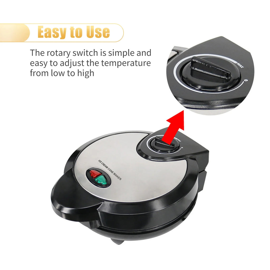 URGGU 1200W Nonstick Electric Ice Cream Cone & Waffle Maker