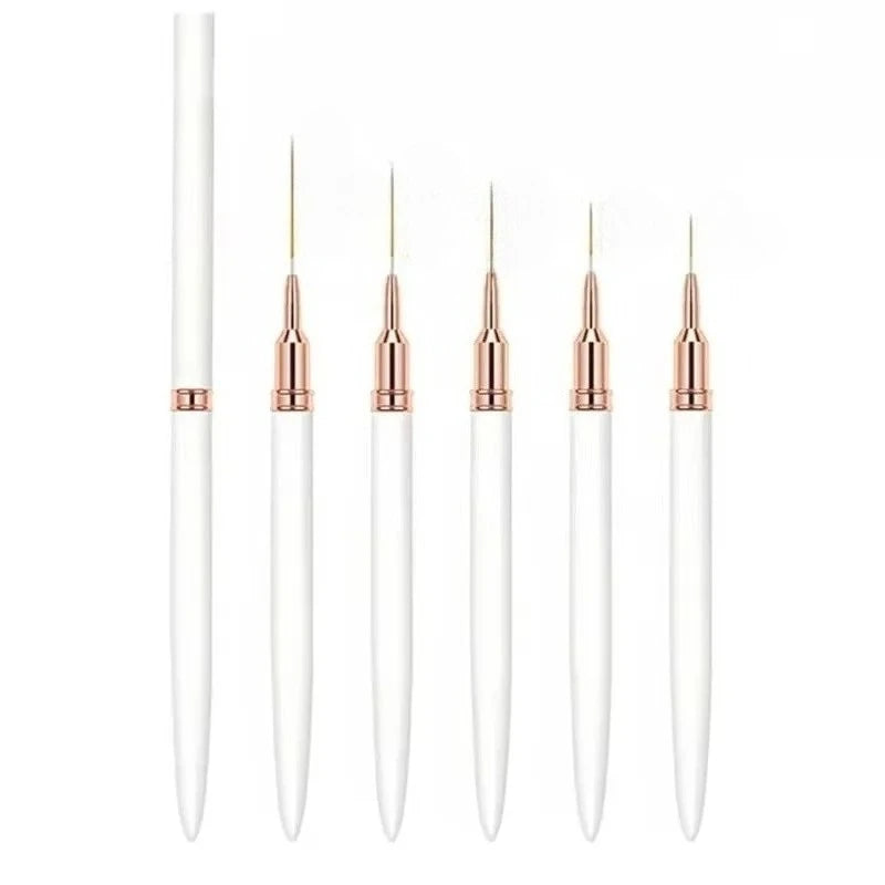 5-15pcs Nail Art Liner Brushes and Dotting Pen Set UV Gel Nail Brushes for French Nail Lines Decorations Professional Nail Tools Oasis Select White Set
