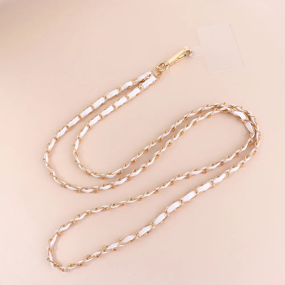 Long Phone Straps Anti-lost Lanyard Mobile Phone Accessories Crossbody Chain Metal for Women Phone Case Hanging Cord Oasis Select 7mm white