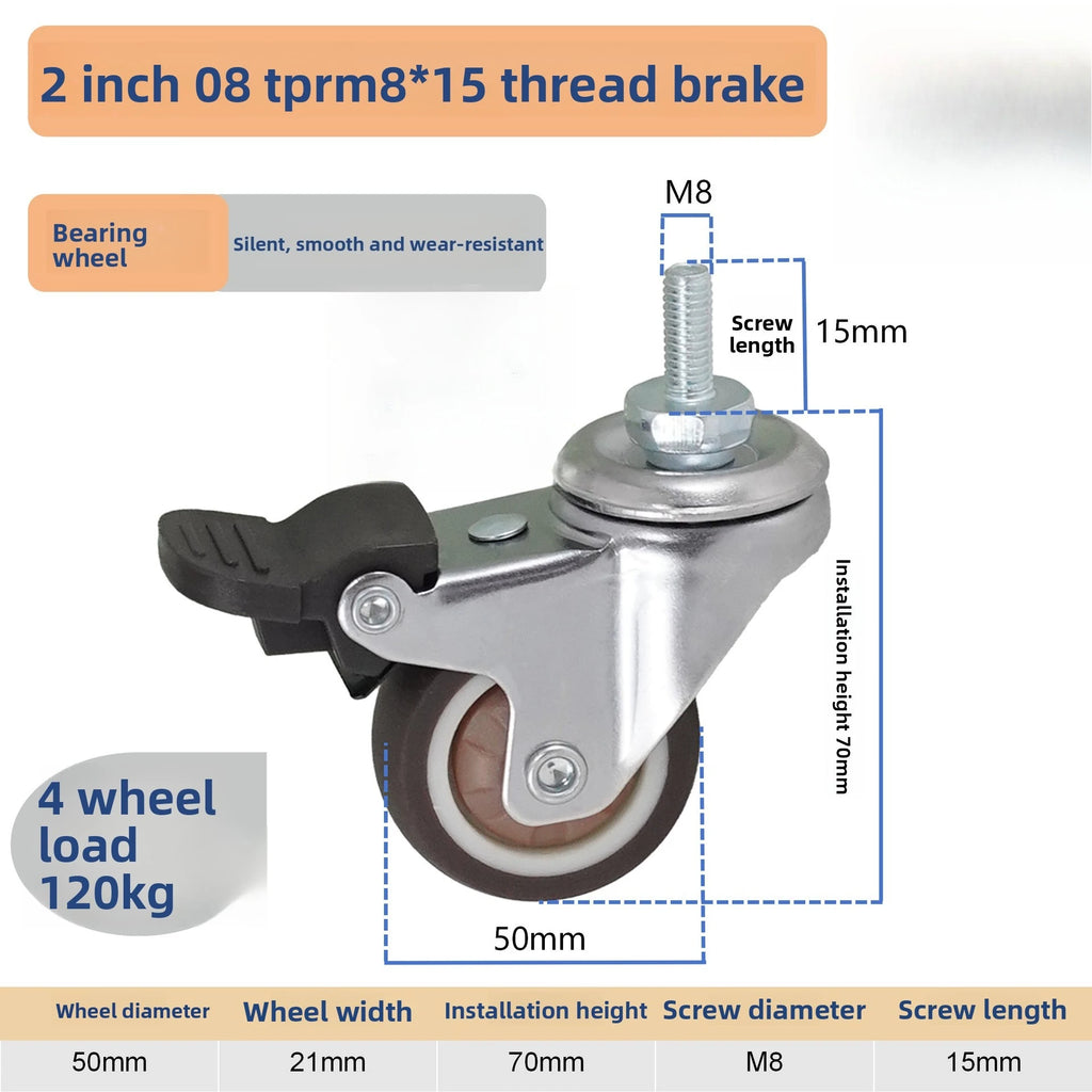 4pcs Universal Swivel Casters Heavy Duty Furniture Wheel Castor Silent Trolley Wheels for Table Chair Sofa with Safety Brake Oasis Select 2 inch 4pcs