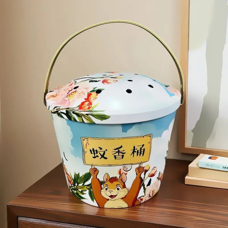 Home with Lid Anti-heat Mosquito Incense Bucket - Great Outdoor Camping Tool with Lid for Carrying Random colors Oasis Select