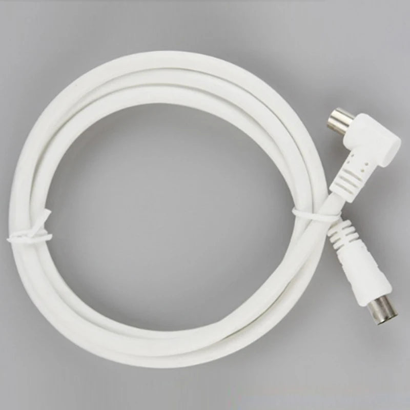 New Sale 2M Metre Right Angle Angled RF TV Aerial Lead Cable Male to Coax Coaxial White Oasis Select