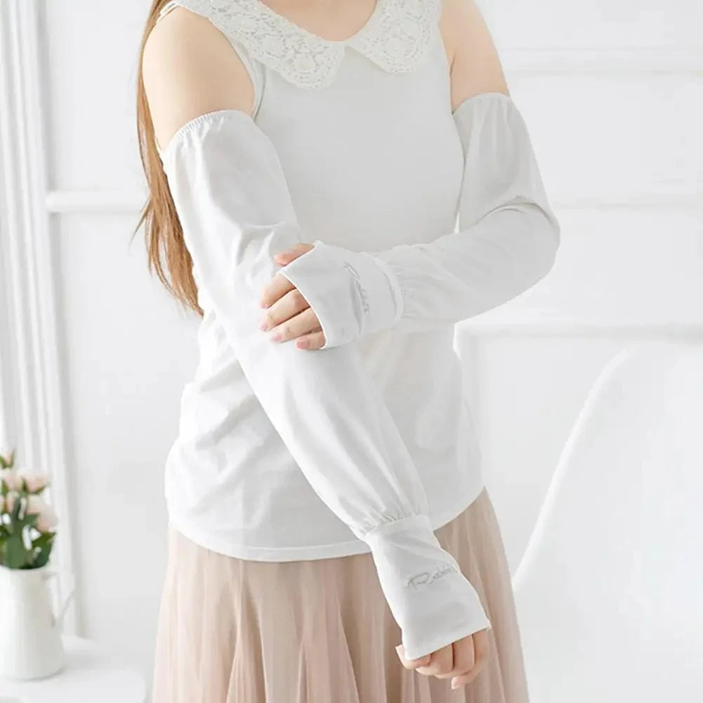 Summer Loose Sunscreen Driving Ice Silk Sleeve Female Long Length UV Protection Arm Arm Glove Sleeves Super Soft Breathable Oasis Select