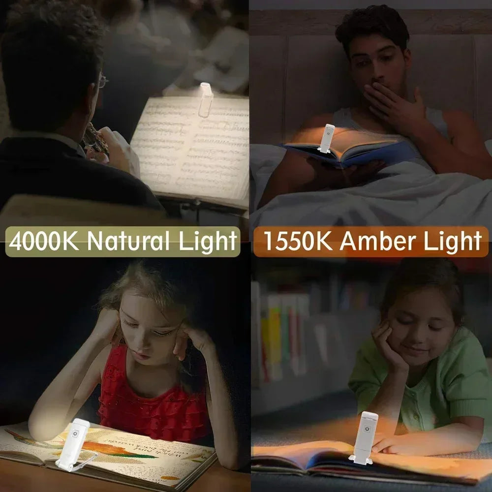 ZHIYU Clip-On LED Book Light | USB Rechargeable, 3 Brightness