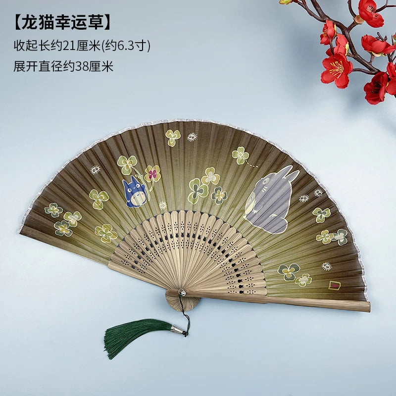 Japanese-style Small Folding Fan, Women's Summer Retro Portable Folding Cheongsam Dance Show Fan Oasis Select E