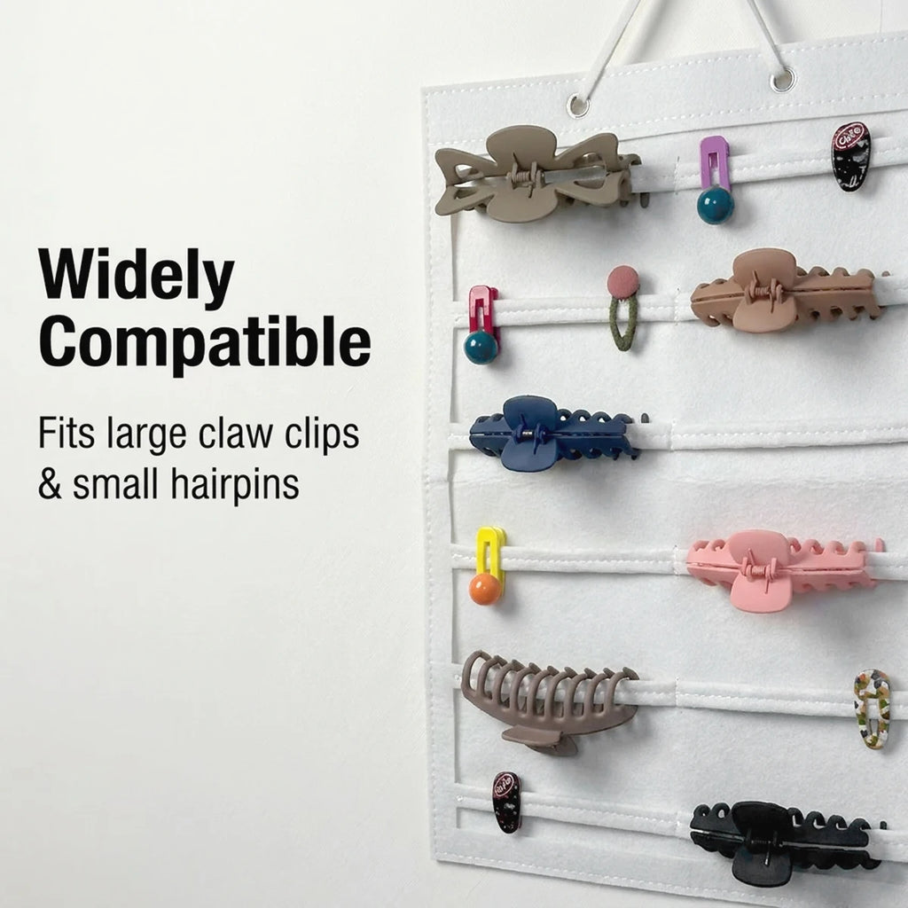 1pc felt white striped pocket style hair accessory storage hanging bag foldable wall mounted hair clip glasses jewelry storage Oasis Select