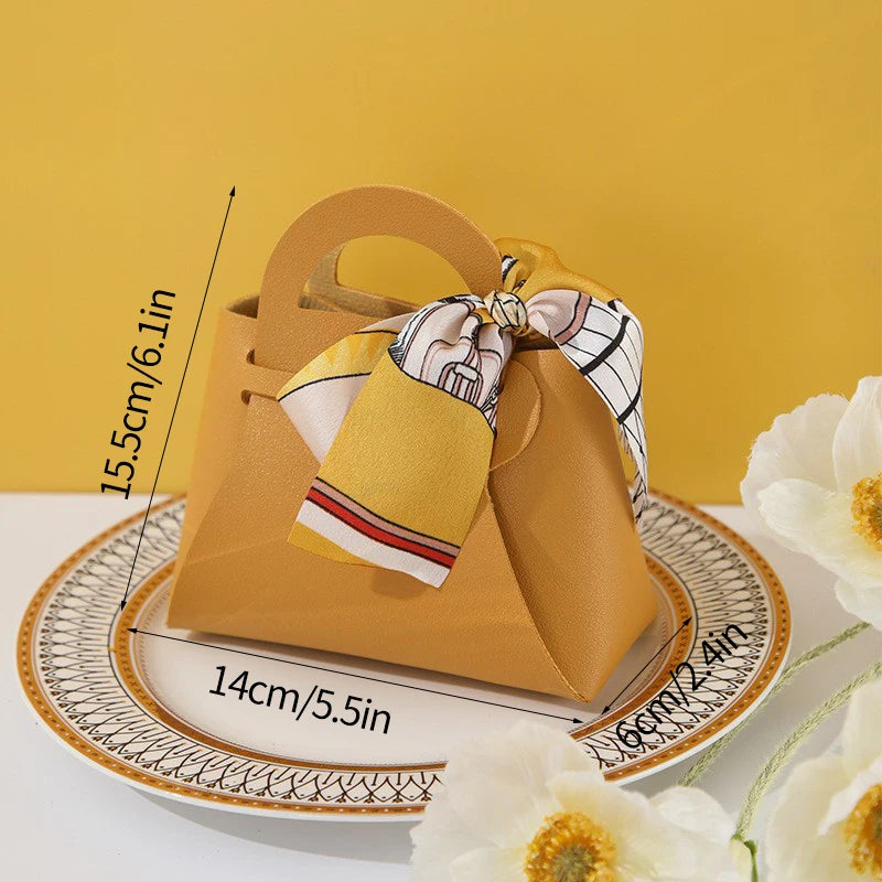 1PCS Leather Gift Bags Bow Ribbon Packaging Bag Wedding Favour Distributions Bags Eid Mubarak Candy Packaging Box Mini Handbag Oasis Select