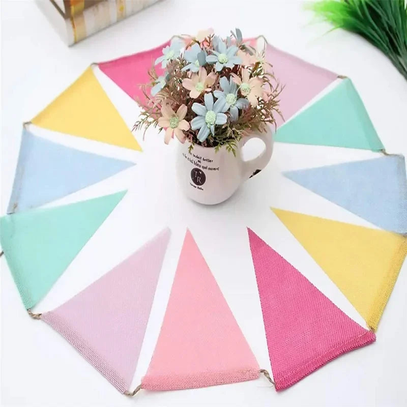 Colourful Jute Linen Pennant Flags Festival Bunting Banners Party Hanging Wedding Hanging Banner Party Garland for Home Decor Oasis Select