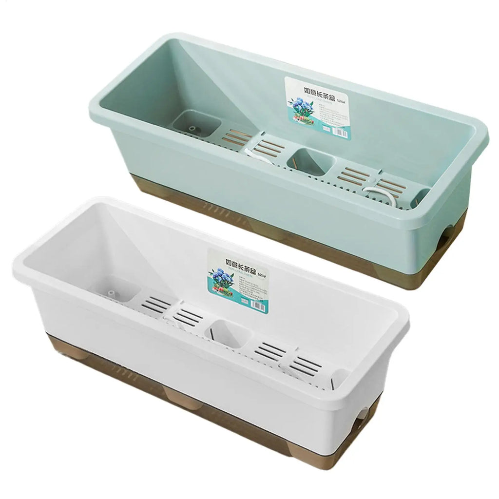 Self Watering Planter Cuttings Case with Base Drainage Hole And Absorbent Rope Rectangular Flower Pots for Vegetable Strawberry Oasis Select