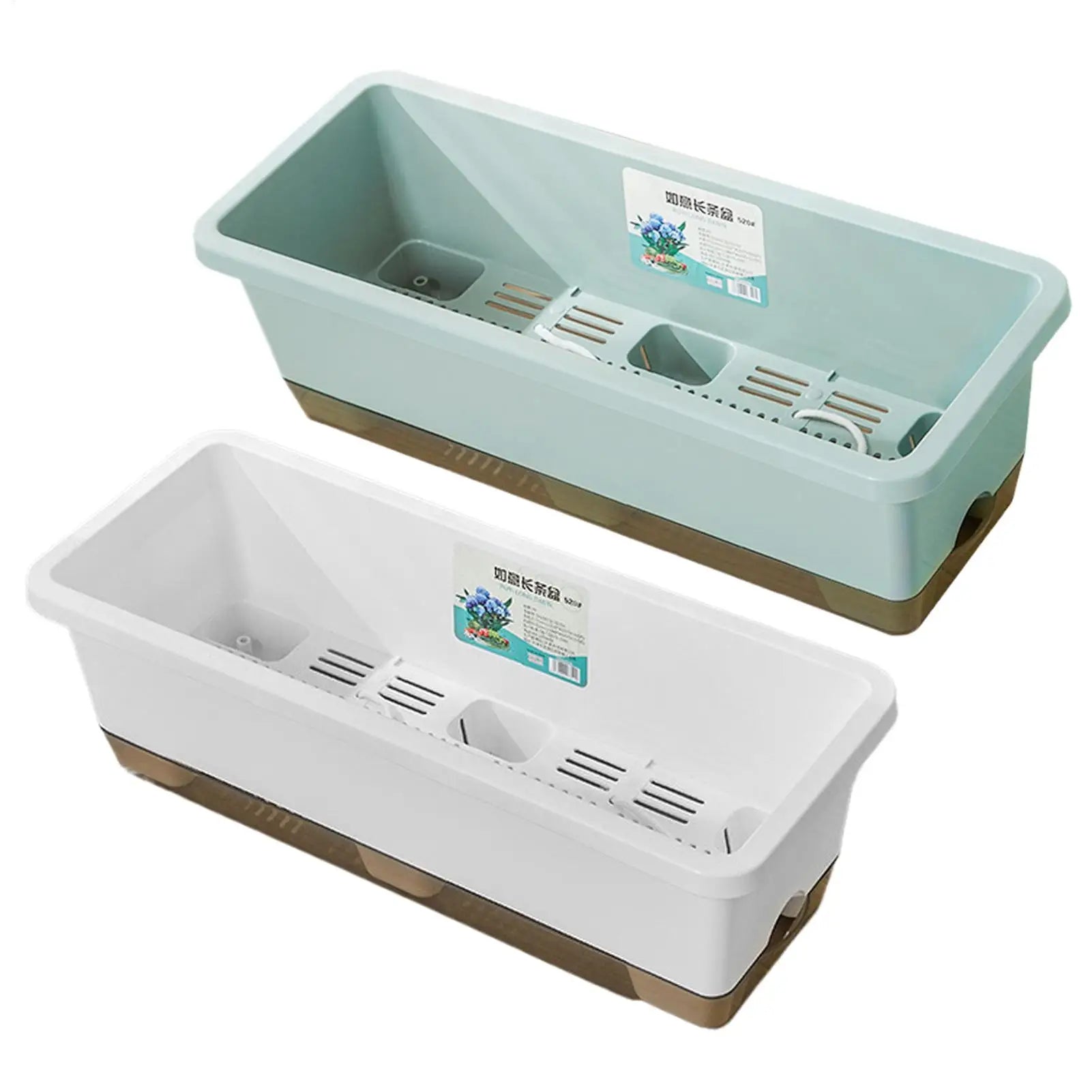 Self Watering Planter Cuttings Case with Base Drainage Hole And Absorbent Rope Rectangular Flower Pots for Vegetable Strawberry Oasis Select