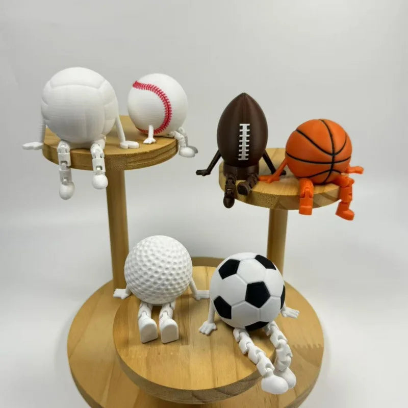 Articulated Sports Ball Figurines Creative Golf Soccer Basketball Decor Home Office Movable Joint Desktop Ornaments Idear Gift Oasis Select