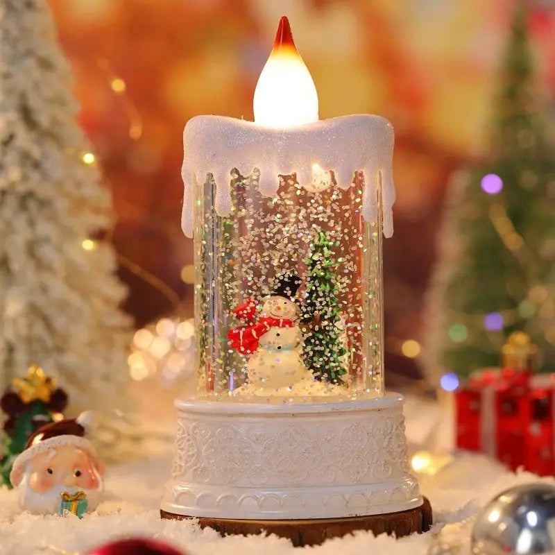 Christmas Illuminated Night Lights Decorate The Desktop with Snowflake and Christmas Wind Lanterns Creating A Festive Atmosphere Oasis Select White snowman 14.6cm
