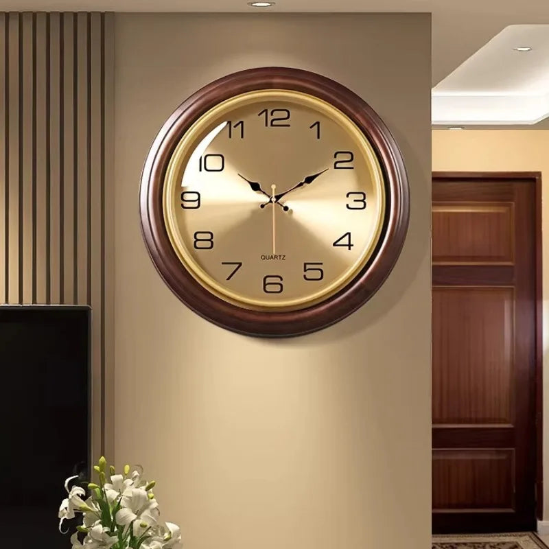 Solid Wood Clock Light Luxury Artistic Sophistication Retro American Style Living Room Wall Hanging Wall Hanging Watch Oasis Select