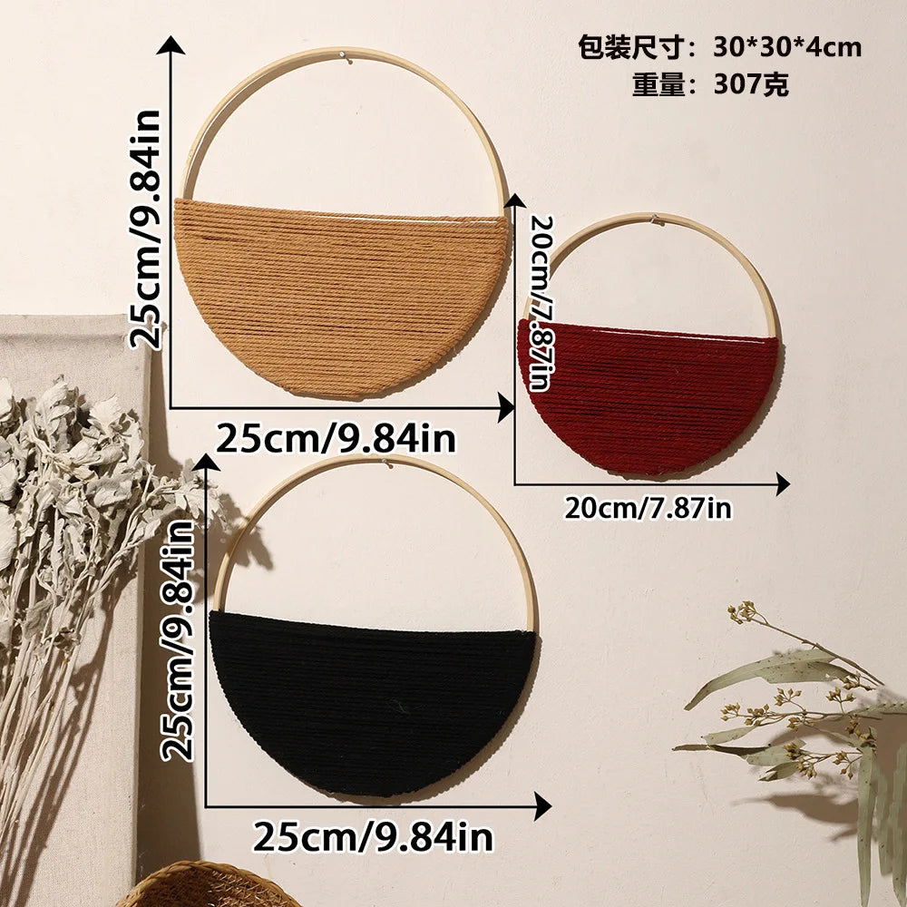 Ins Bohemian Style Double Circular Shelving Wall Decoration Pure Hand-woven Wall Hanging Room Decor Aesthetic Oasis Select 3pcs-set 7457