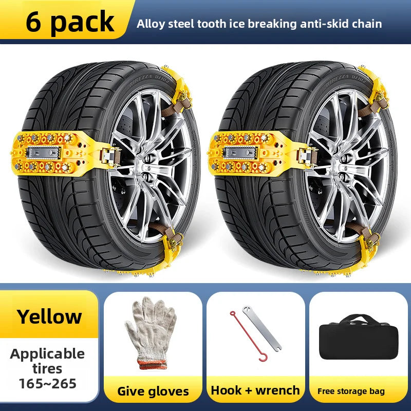 Bold car anti-skid chains SUV sedan universal off-road vehicle winter extra thick tire chains snow rescue tool Oasis Select 6PCS