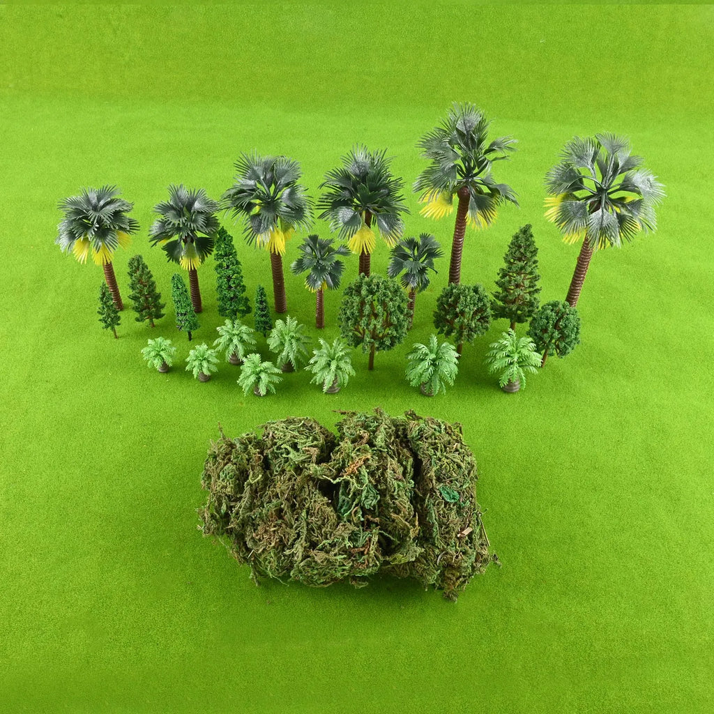 28Pcs Miniature Craft Trees Different Sizes and Styles for DIY Micro-landscape Decoration,realistic Architectural Models Durable Oasis Select