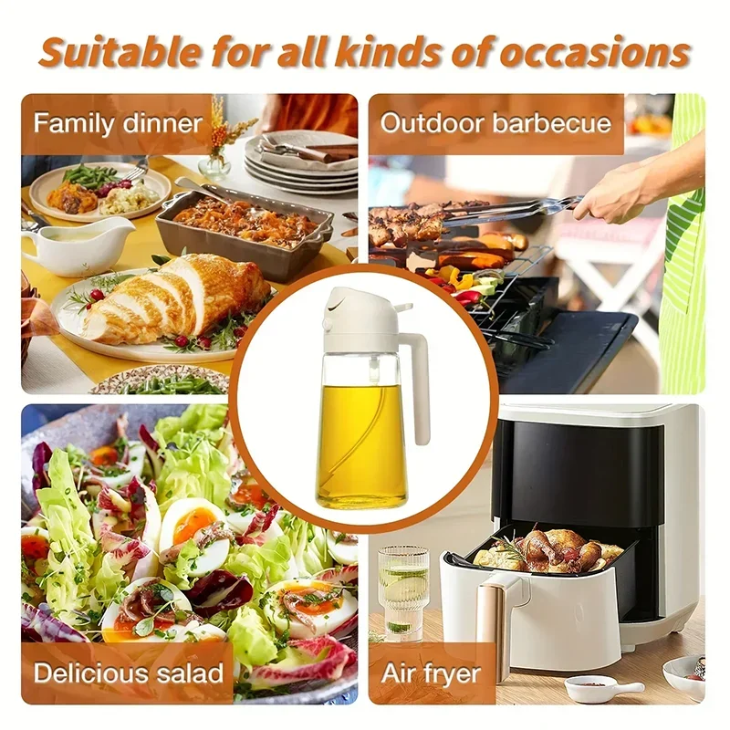 Multi-functional Kitchen Oil Bottle Spray Oil Pouring Two-in-one Food-grade Material Is Not Easy To Damage 500ML Large Capacity Oasis Select