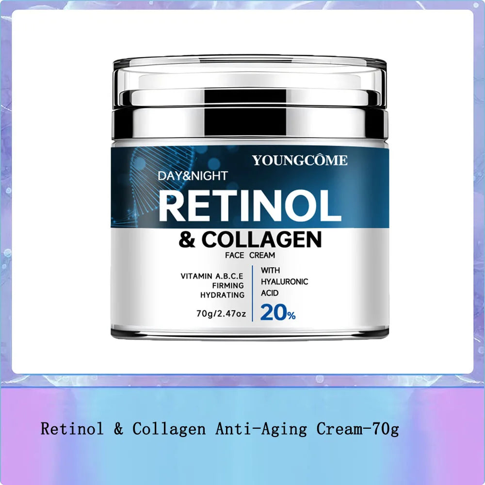 Retinol & Collagen Anti-Aging Cream - 72H Hydration, Wrinkle Reduction, Firming Face Moisturizer for All Skin Types, Non-Greasy Oasis Select 70g