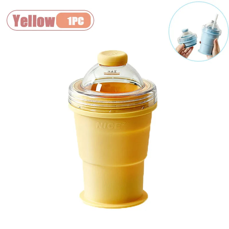 Foldable Silicone Ice Ball Maker Cup Ice Mold for Whiskey Cocktails Large Sphere Easy Release Reusable Freezer Travel Mug Oasis Select Yellow-1PC As Shown