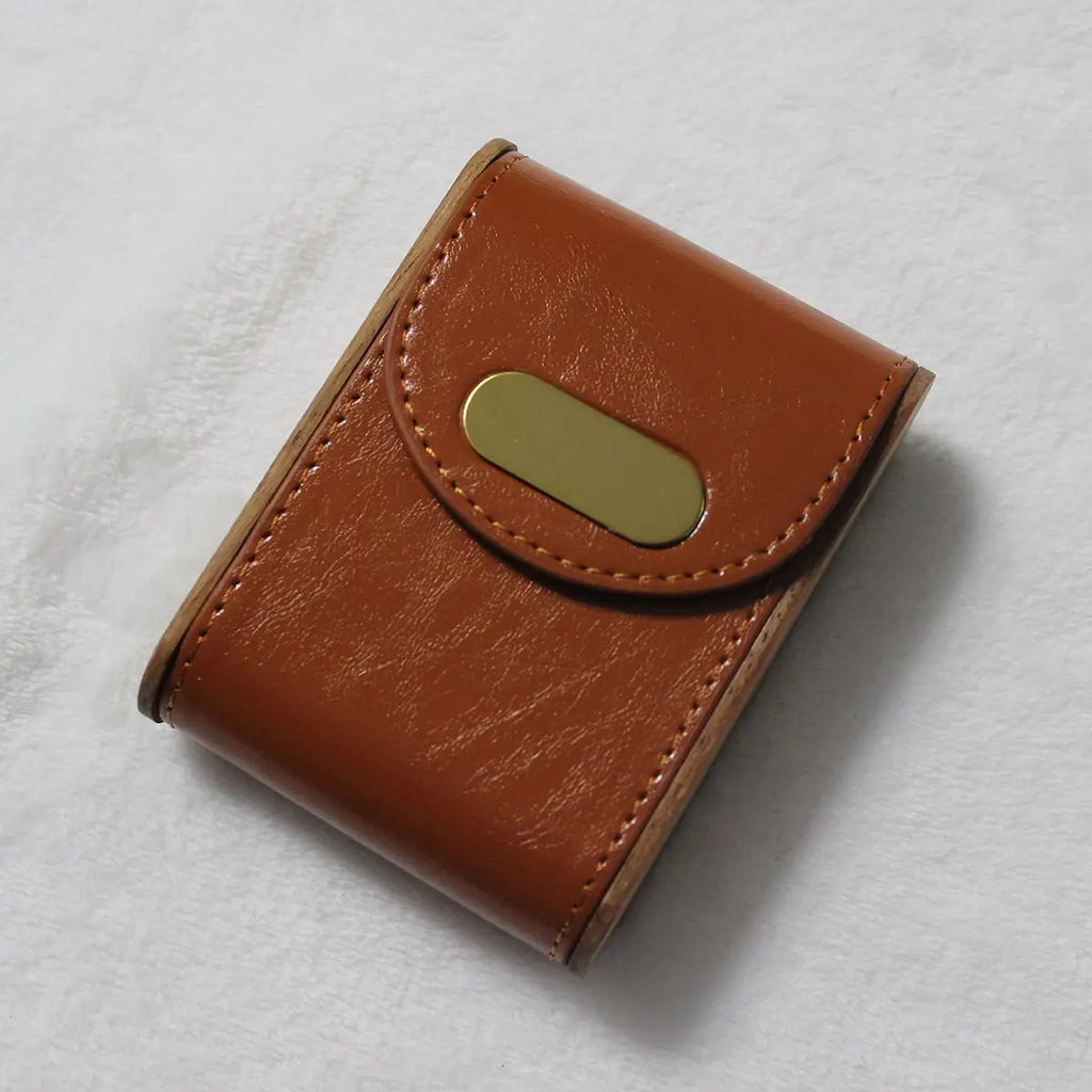 Creative Retro Leather Men's Cigarette Case Moisture Resistance Simple Short Protective Case Smoking Accessories Oasis Select orange