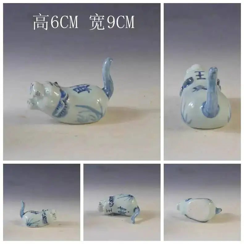 Porcelain Republic Of China Style Blue And White Zodiac Inkstone Tea Pet Study Room Desk Ornament Oasis Select Tiger