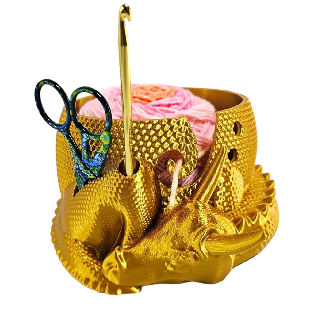 3D Printed Dragon Yarn Bowl – Knitting & Crochet Organizer Yarn Bowl Organizer Oasis Select Yellow One Size
