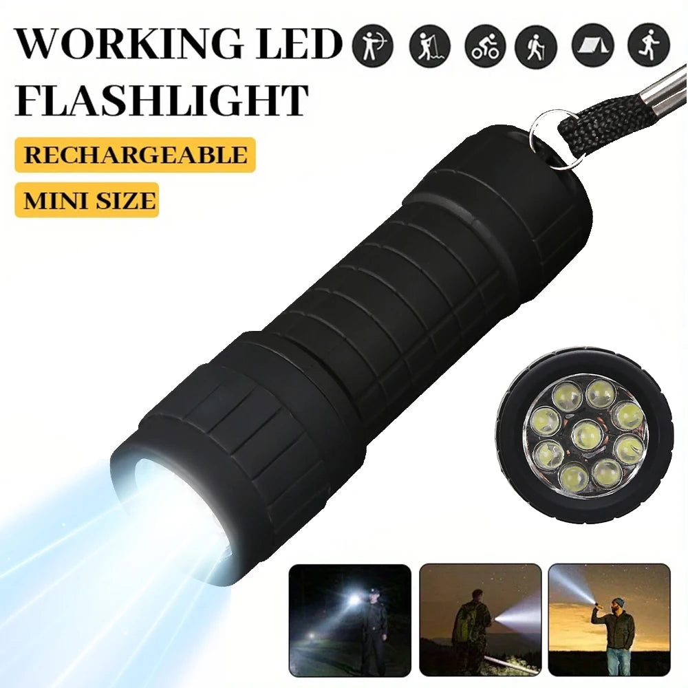 Mini Portable Flashlight Nine XPE Lamp Beads Strong Lighting Using 3 NO.7 Batteries Fixed Focus Pocket Outdoor Emergency Torch Oasis Select