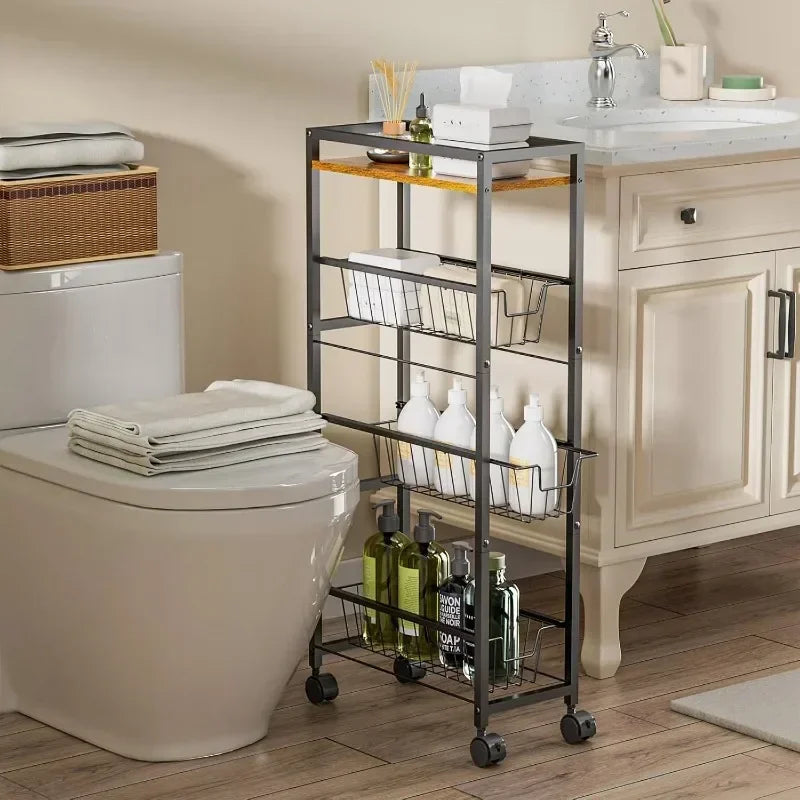 Multi-functional Household Goods Kitchen Trolley Rack Toilet Crevice Storage Rack Multifunctional Removable Rack Oasis Select